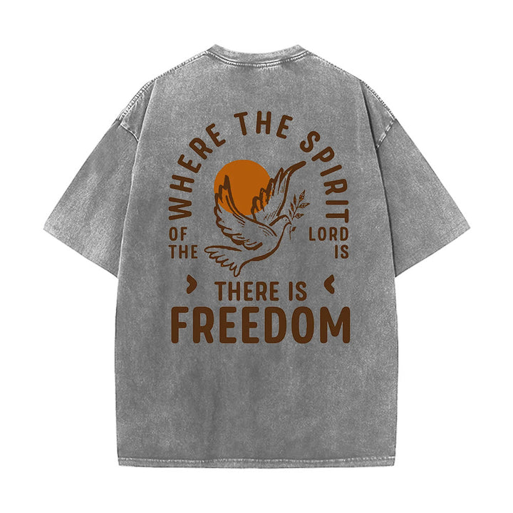 Christianartworkshop Spirito del Signore e Libertà T-shirt unisex lavata - Grigio - 5XL - image 6