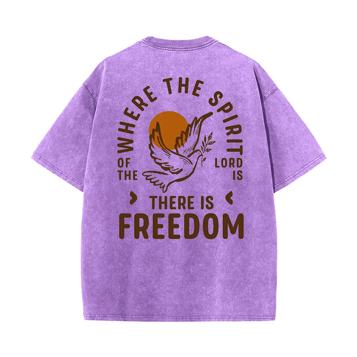 Christianartworkshop Spirito del Signore e Libertà T-shirt unisex lavata - Viola - 5XL - image 12