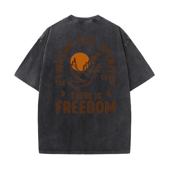 Christianartworkshop Spirito del Signore e Libertà T-shirt unisex lavata - Nero - 5XL - image 16