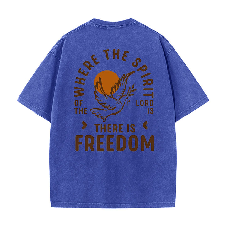 Christianartworkshop Spirito del Signore e Libertà T-shirt unisex lavata - Blu - 5XL - image 4