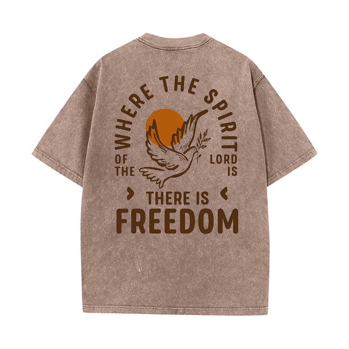 Christianartworkshop Spirito del Signore e Libertà T-shirt unisex lavata - Caffè - 5XL - image 14