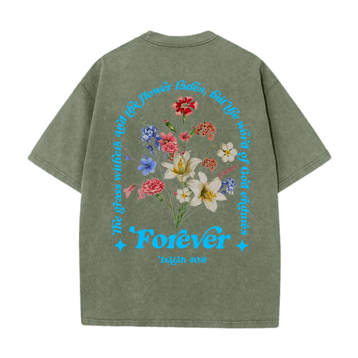 Christianartworkshop Maglietta unisex lavata con la Parola eterna di Dio - Verde militare - 5XL - image 8
