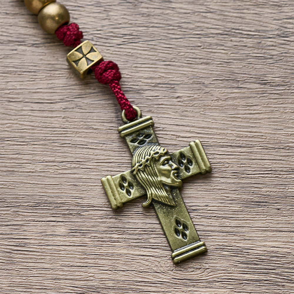Christianartworkshop Rosario di San Benedetto in bronzo rosso Grace & Year: 2026 grani commemorativi con iniziali personalizzate - image 10