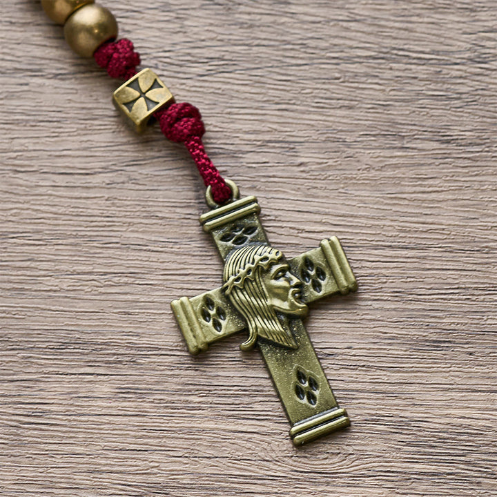 Christianartworkshop Rosario di San Benedetto in bronzo rosso Grace & Year: 2026 grani commemorativi con iniziali personalizzate - image 10