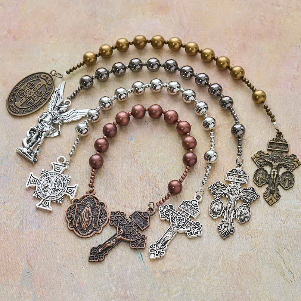 Christianartworkshop La serie di rosari tascabili Four Protect Battle Beads in 4 finiture Warrior - Set da 4 pezzi - image 0