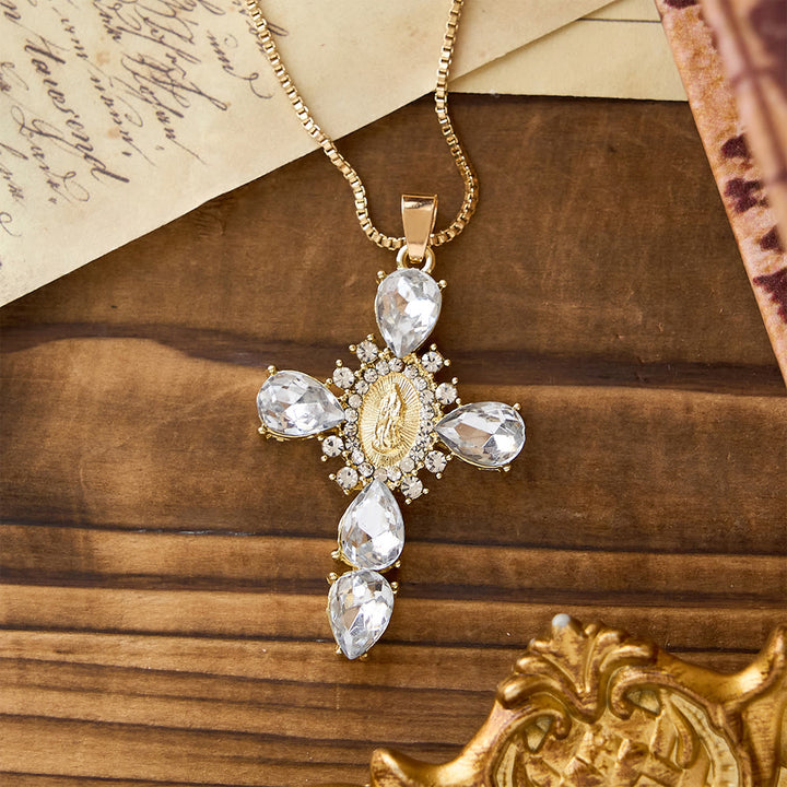 Christianartworkshop Croce luminosa della Madonna con collana di zirconi: caldo conforto per i cuori fedeli - Bianco - image 6