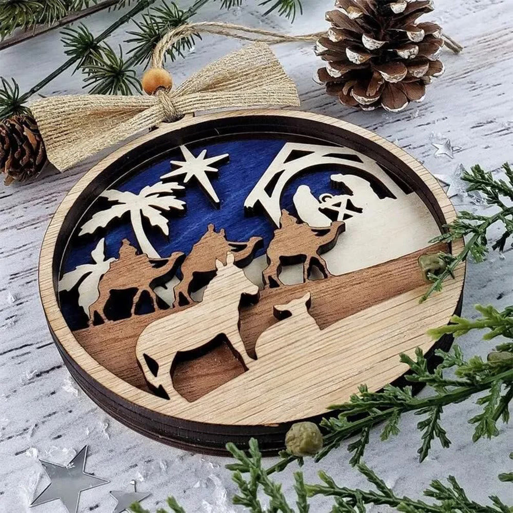 Christianartworkshop Decorazioni natalizie da appendere in stile rustico per la Natività dei Re Magi della Notte Santa - image 4