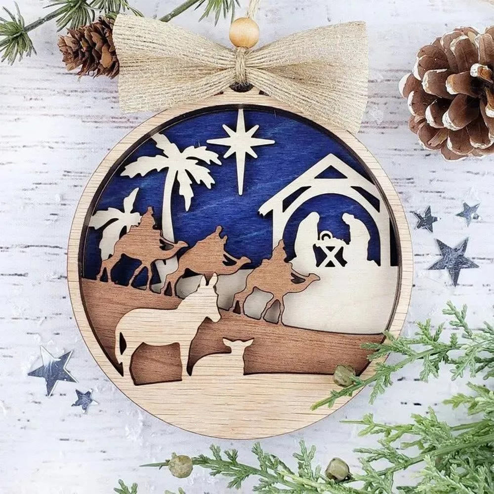 Christianartworkshop Decorazioni natalizie da appendere in stile rustico per la Natività dei Re Magi della Notte Santa - Presepe - image 0