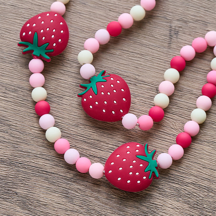 Christianartworkshop Rosario per bambini con fragole dolci: bacche morbide e grani bianchi rosa per giovani credenti - image 7