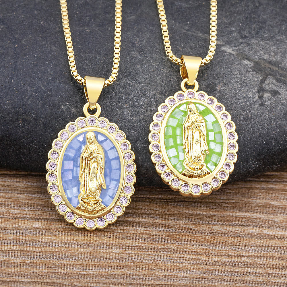 Christianartworkshop Collana della Madonna dai colori tenui: grazia rilassante per le giornate frenetiche - image 1