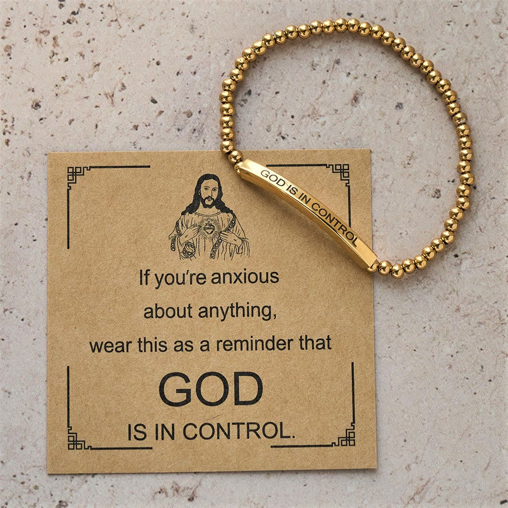 Christianartworkshop DIO HA IL CONTROLLO Braccialetto di perline: la Sua sovranità da indossare ogni giorno - D'oro - image 3