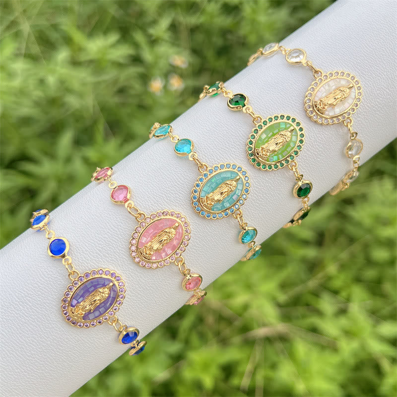 Bracciale della Madonna con zirconi multicolori Christianartworkshop : silenzioso ricordo della sua cura - image 0