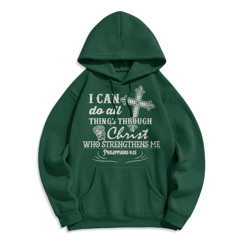 Felpa con cappuccio in poliestere foderata in pile con citazione "Io posso fare tutte le cose" Christianartworkshop - Verde - 2XL - image 12