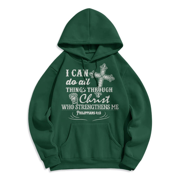 Felpa con cappuccio in poliestere foderata in pile con citazione "Io posso fare tutte le cose" Christianartworkshop - Verde - 2XL - image 12
