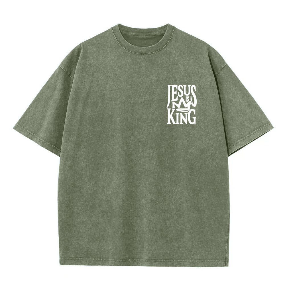 Christianartworkshop Maglietta unisex lavata con scritta Jesus is King - image 15