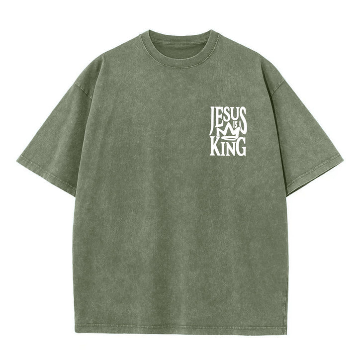 Christianartworkshop Maglietta unisex lavata con scritta Jesus is King - image 15