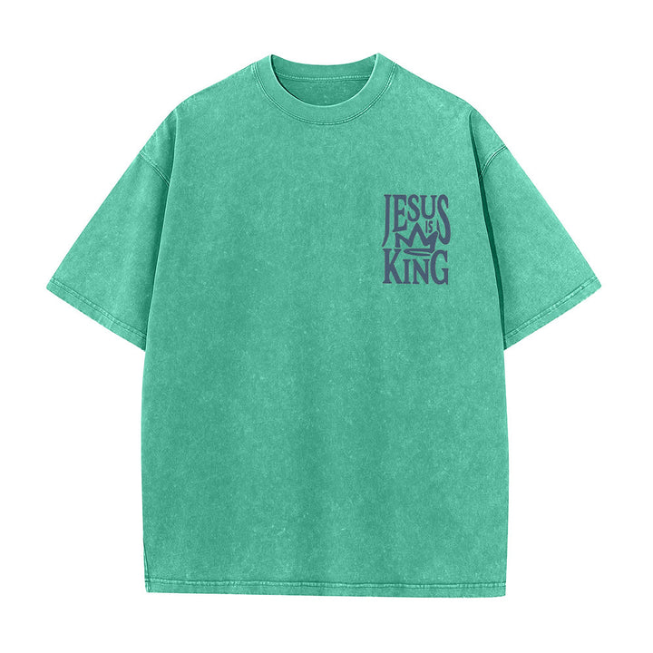 Christianartworkshop Maglietta unisex lavata con scritta Jesus is King - image 13