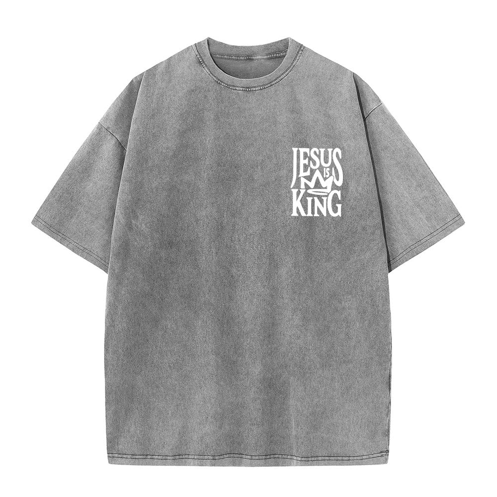 Christianartworkshop Maglietta unisex lavata con scritta Jesus is King - image 11