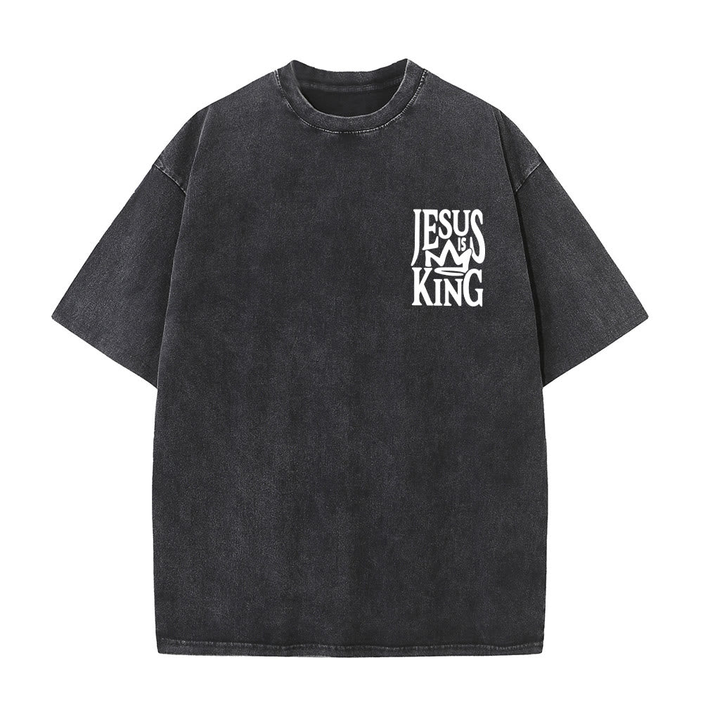Christianartworkshop Maglietta unisex lavata con scritta Jesus is King - image 7