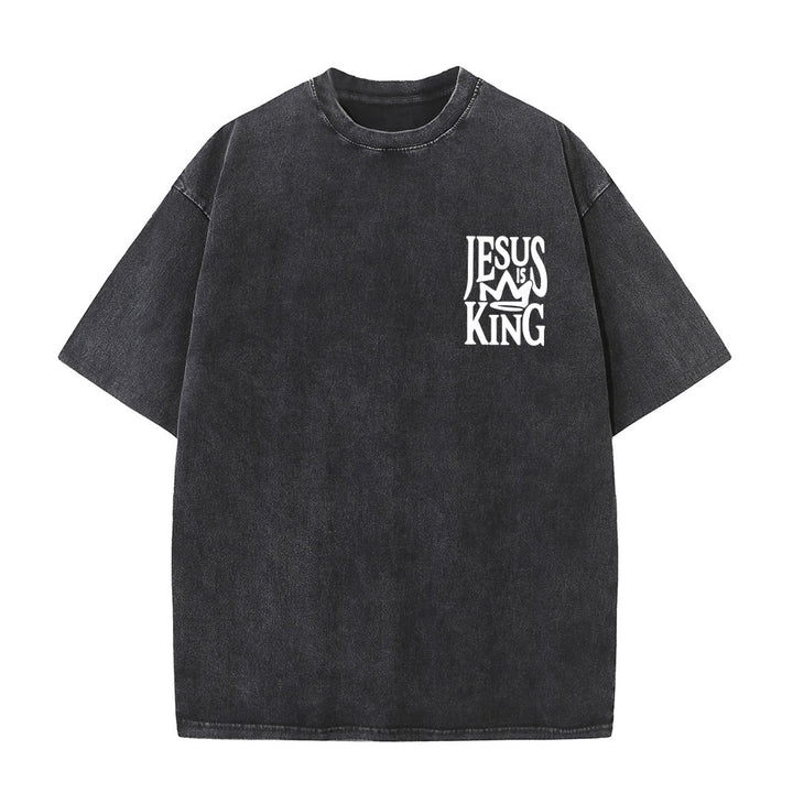 Christianartworkshop Maglietta unisex lavata con scritta Jesus is King - image 7