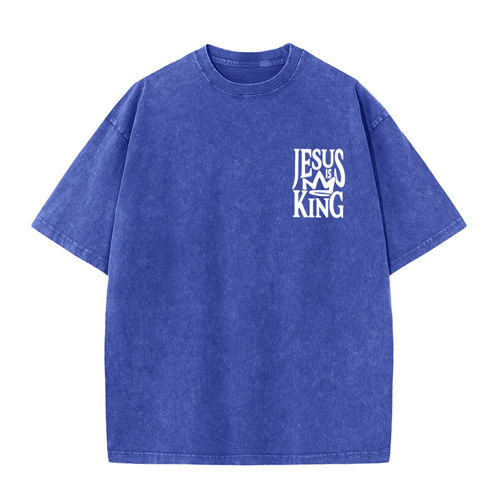 Christianartworkshop Maglietta unisex lavata con scritta Jesus is King - image 1