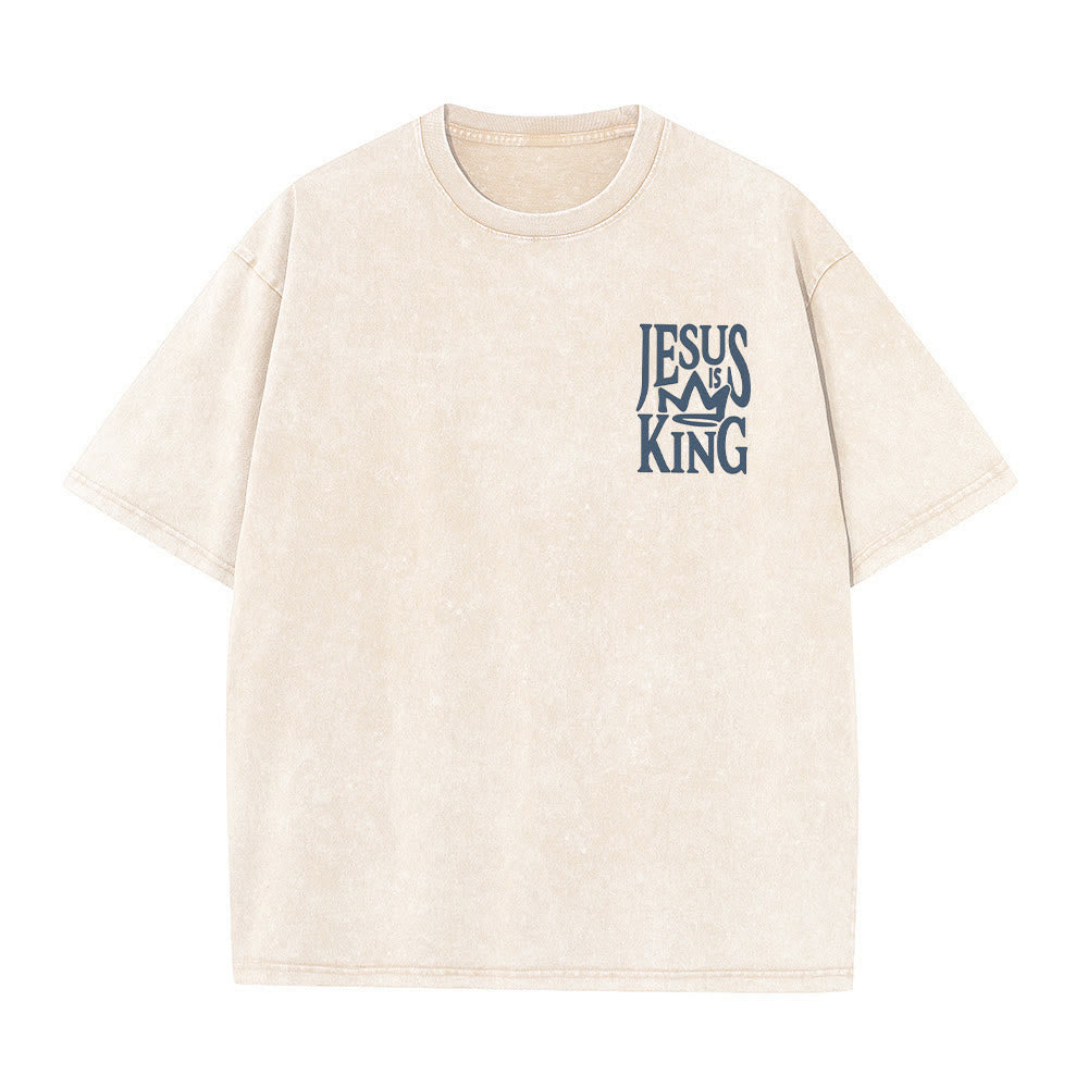 Christianartworkshop Maglietta unisex lavata con scritta Jesus is King - image 3
