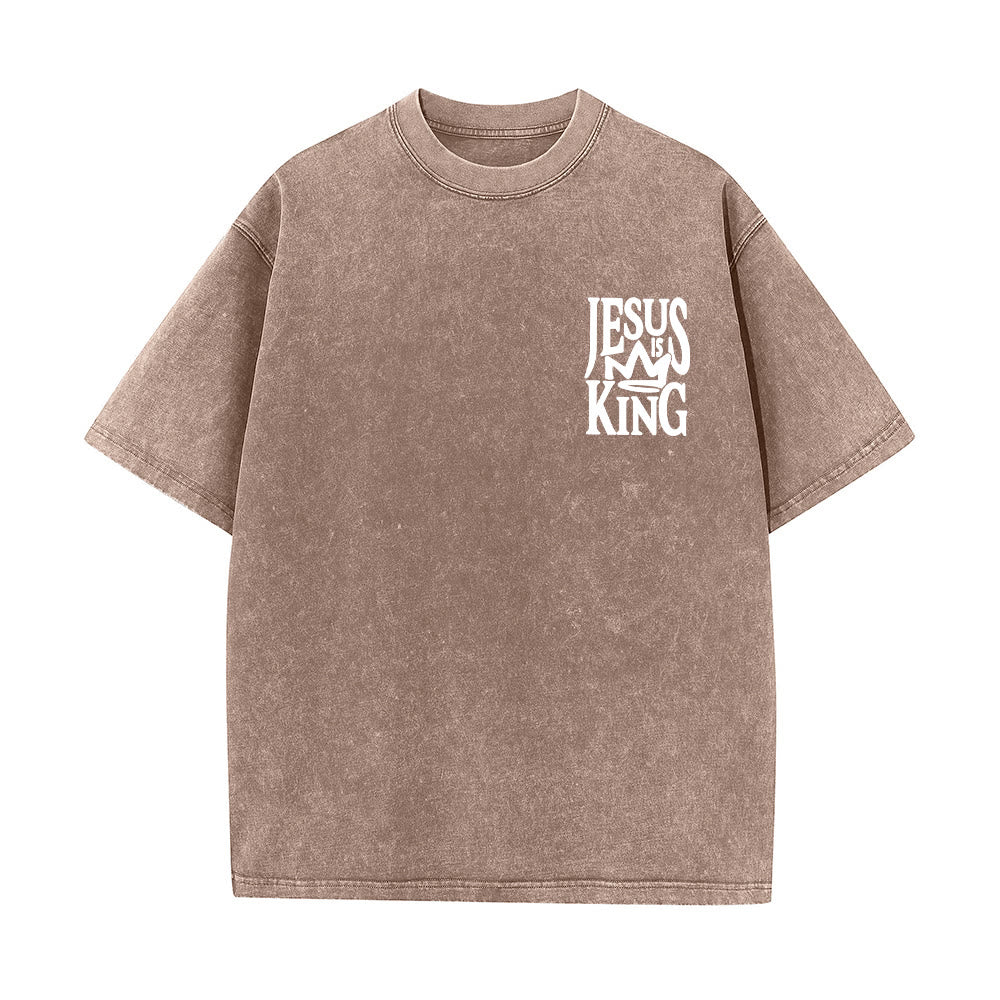 Christianartworkshop Maglietta unisex lavata con scritta Jesus is King - image 17