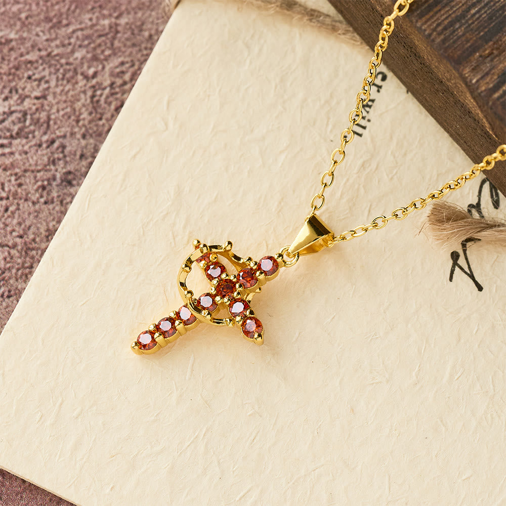 Christianartworkshop Fede - Collana con simbolo a croce e accenti di pietra portafortuna mensile - Luglio - image 12
