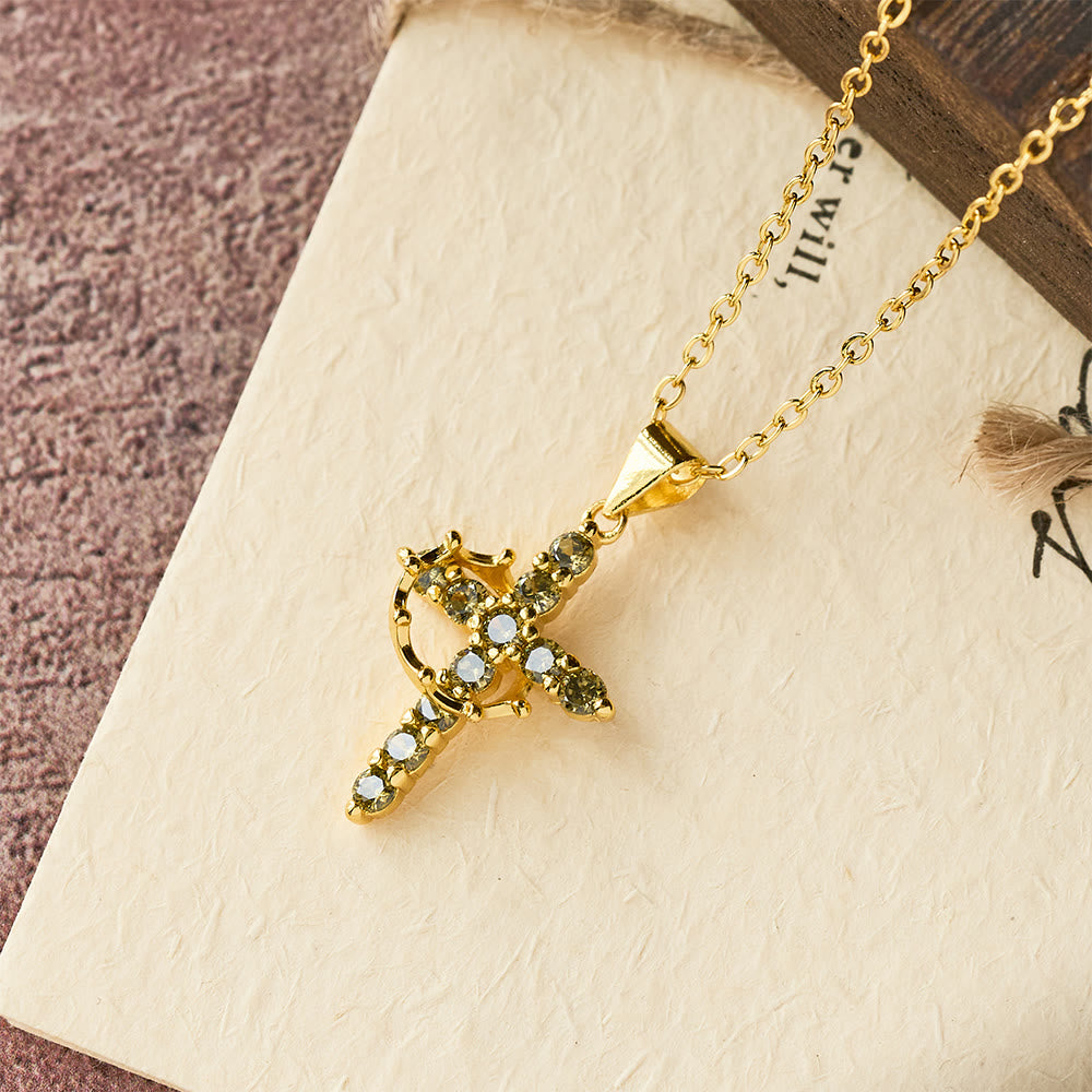Christianartworkshop Fede - Collana con simbolo a croce e accenti di pietra portafortuna mensile - agosto - image 13