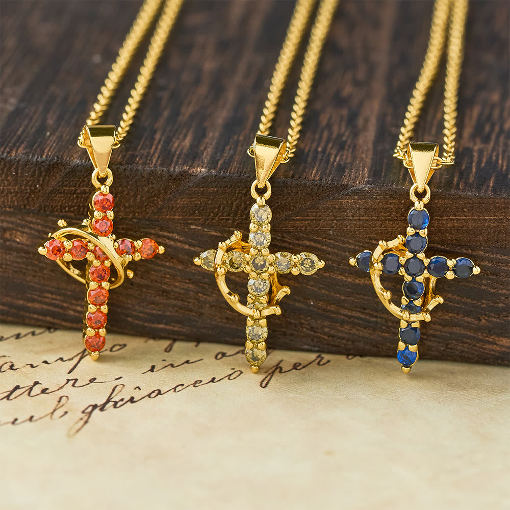 Christianartworkshop Fede - Collana con simbolo a croce e accenti di pietra portafortuna mensile - image 4
