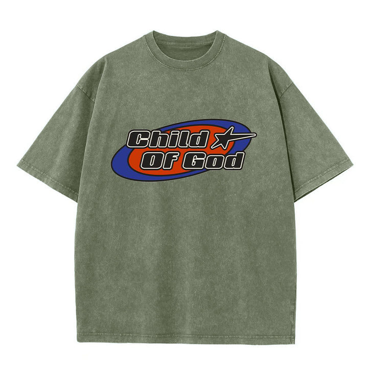 Christianartworkshop Maglietta unisex lavata con grafica Bambino di Dio - Verde militare - 5XL - image 8