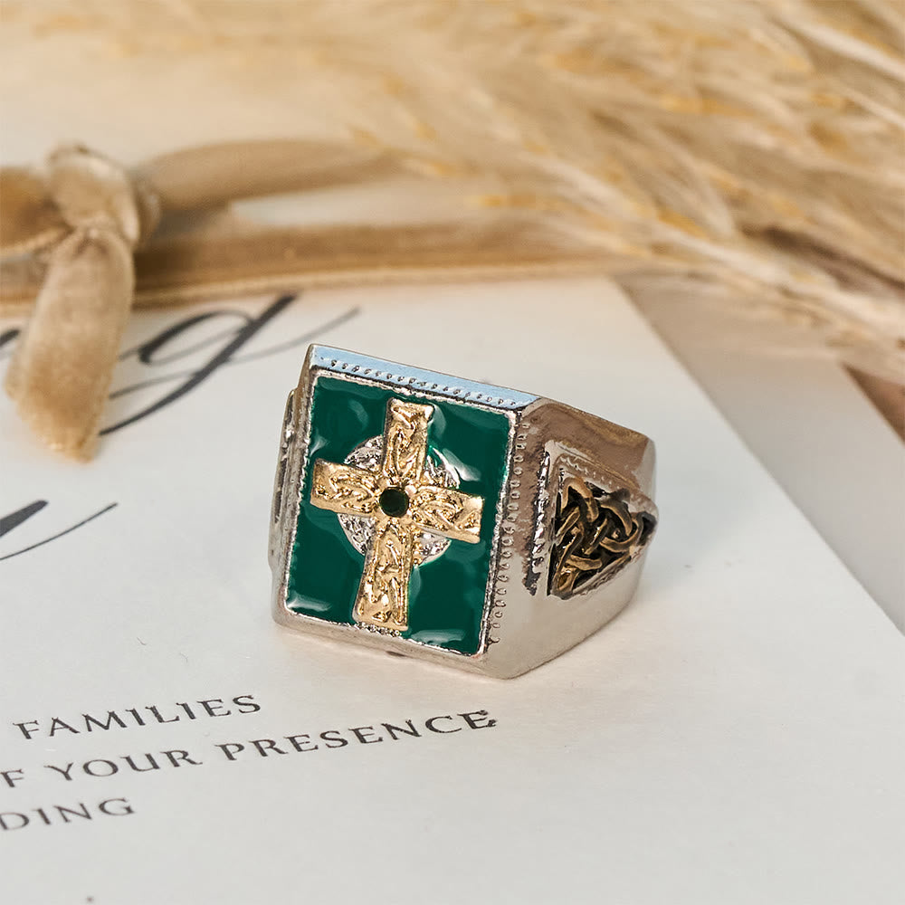 Christianartworkshop Anello di benedizione celtico irlandese con crocifisso vintage e classico: un simbolo di eleganza - US 10 - image 0