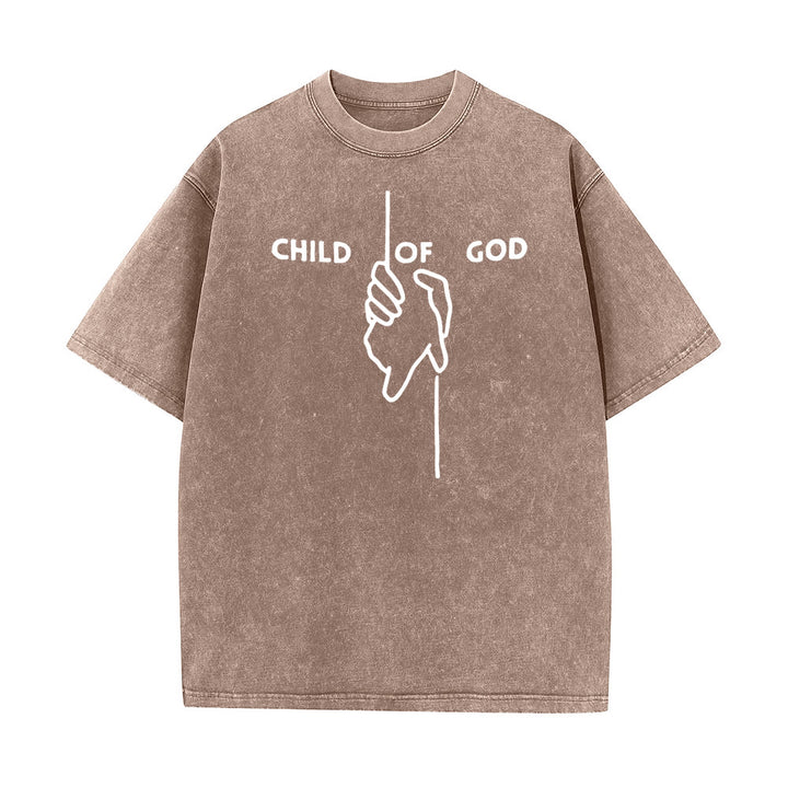 Christianartworkshop Maglietta unisex lavata artistica Bambino di Dio: Mano - Disegno a croce e fede eterna - Caffè - 5XL - image 7
