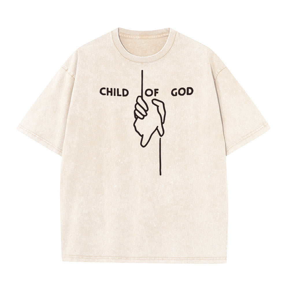 Christianartworkshop Maglietta unisex lavata artistica Bambino di Dio: Mano - Disegno a croce e fede eterna - Albicocca - 5XL - image 6