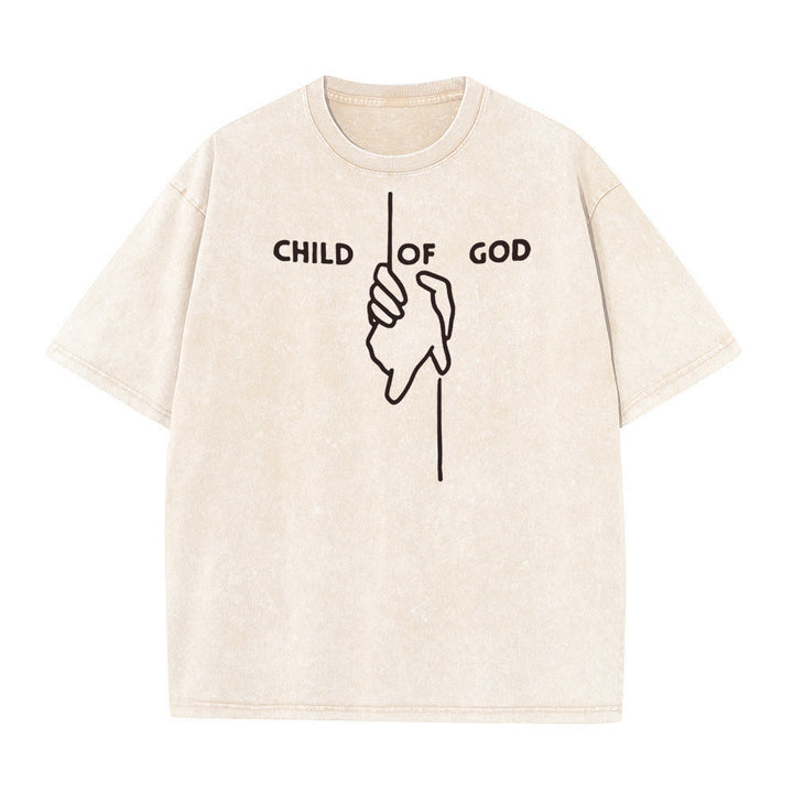 Christianartworkshop Maglietta unisex lavata artistica Bambino di Dio: Mano - Disegno a croce e fede eterna - Albicocca - 5XL - image 6