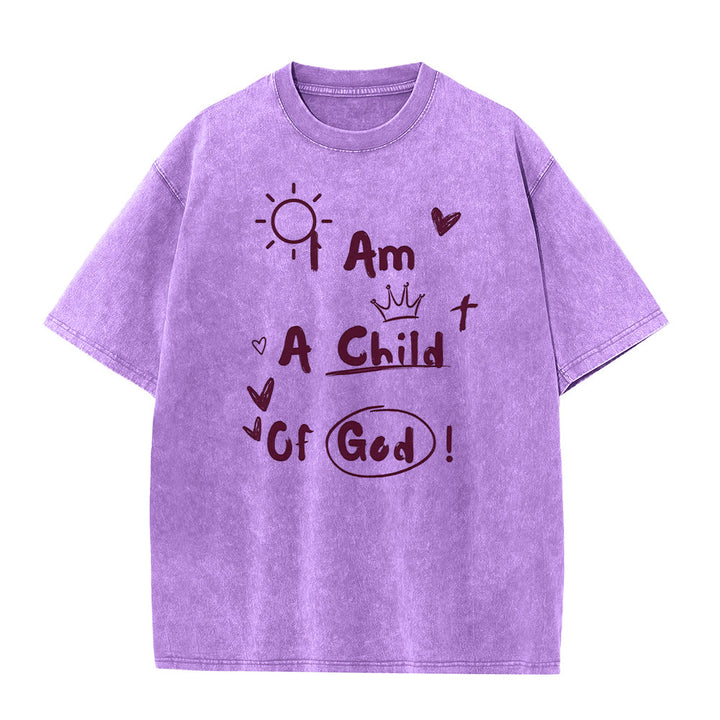 Christianartworkshop Maglietta lavata in stile Doodle vibrante con la scritta "Sono un figlio di Dio" - Viola - 5XL - image 5
