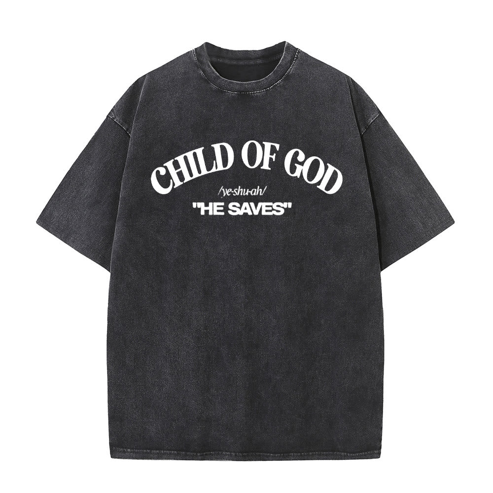 Christianartworkshop Classic Style He Save Child of God T-shirt unisex lavata - Nero - 5XL - image 0