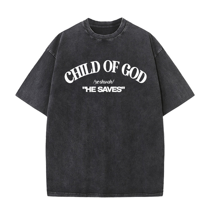 Christianartworkshop Classic Style He Save Child of God T-shirt unisex lavata - Nero - 5XL - image 0