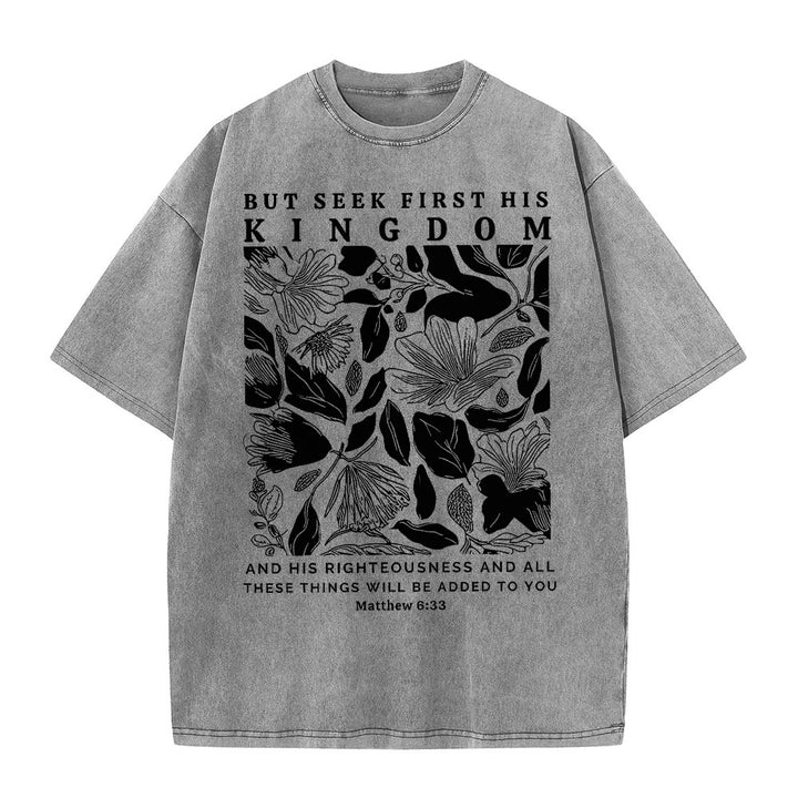 Maglietta unisex lavata Christianartworkshop But Seek First His Kingdom - Grigio - 5XL - image 5