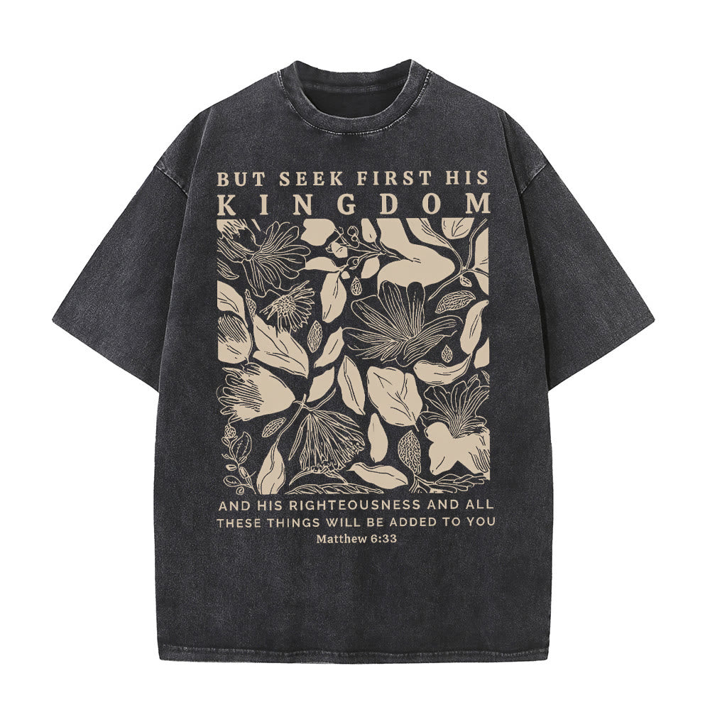 Maglietta unisex lavata Christianartworkshop But Seek First His Kingdom - Nero - 5XL - image 0