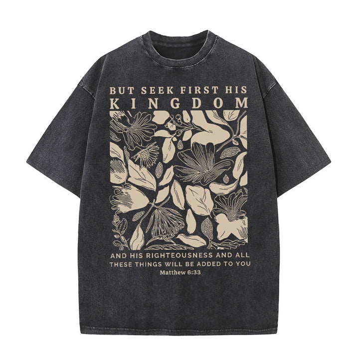Maglietta unisex lavata Christianartworkshop But Seek First His Kingdom - Nero - 5XL - image 0