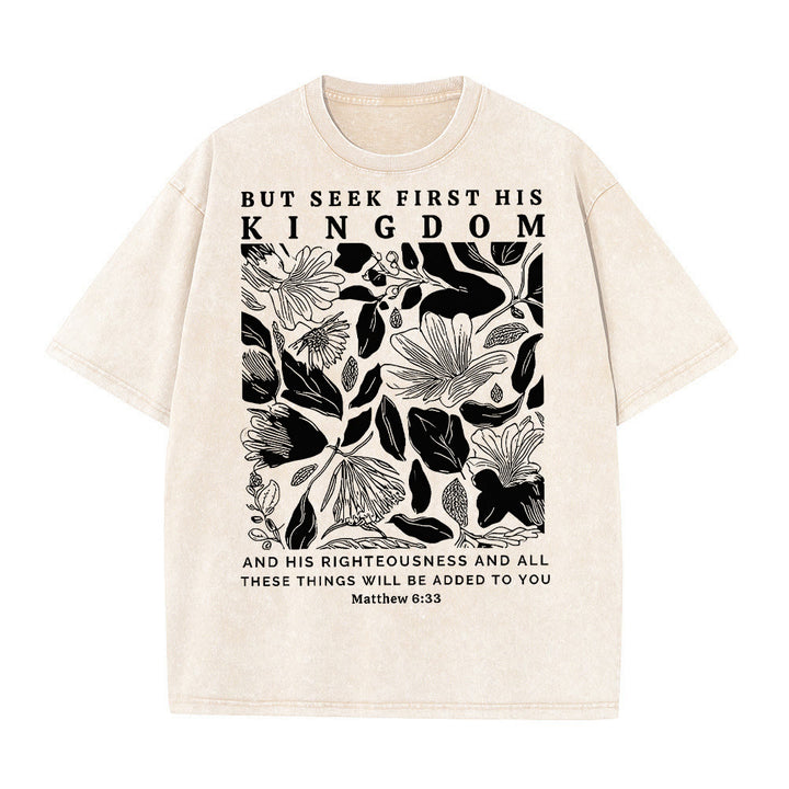 Maglietta unisex lavata Christianartworkshop But Seek First His Kingdom - Albicocca - 5XL - image 7