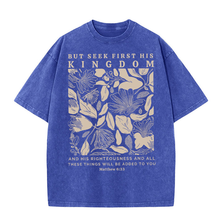 Maglietta unisex lavata Christianartworkshop But Seek First His Kingdom - Blu - 5XL - image 10