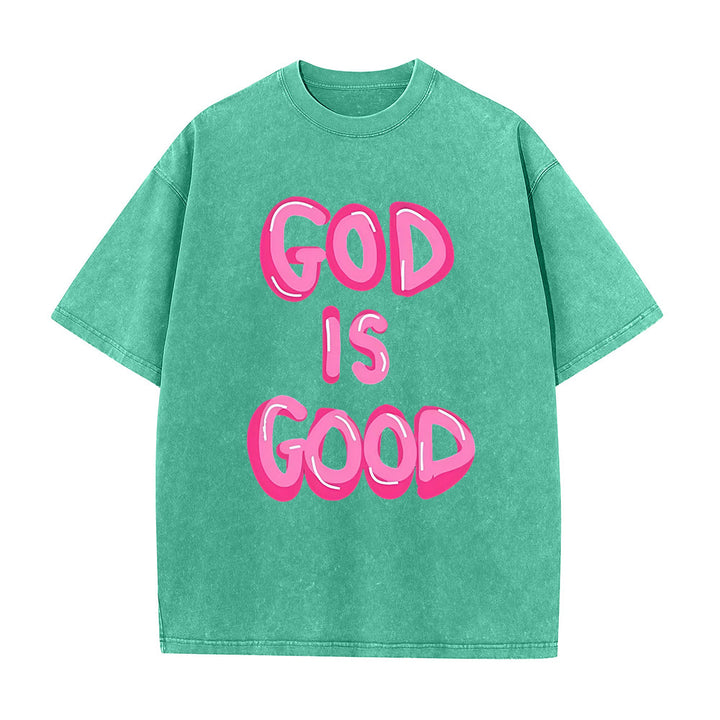 Christianartworkshop Dio è buono T-shirt unisex lavata - Verde - 5XL - image 2