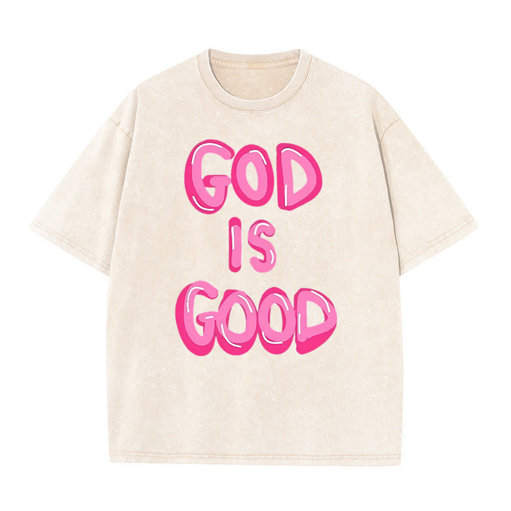 Christianartworkshop Dio è buono T-shirt unisex lavata - Albicocca - 5XL - image 0