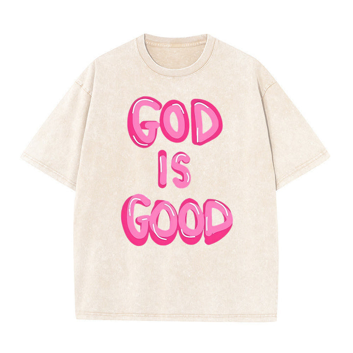 Christianartworkshop Dio è buono T-shirt unisex lavata - Albicocca - 5XL - image 0