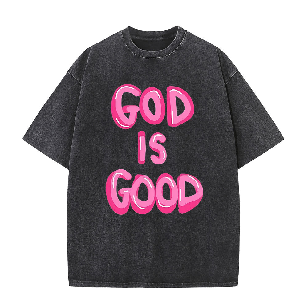 Christianartworkshop Dio è buono T-shirt unisex lavata - Nero - 5XL - image 1