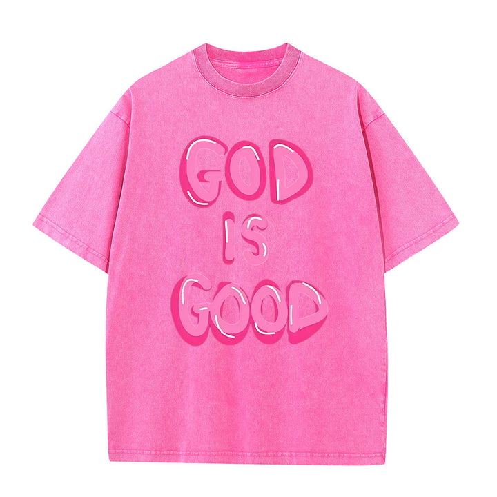 Christianartworkshop Dio è buono T-shirt unisex lavata - Rosa - 5XL - image 4