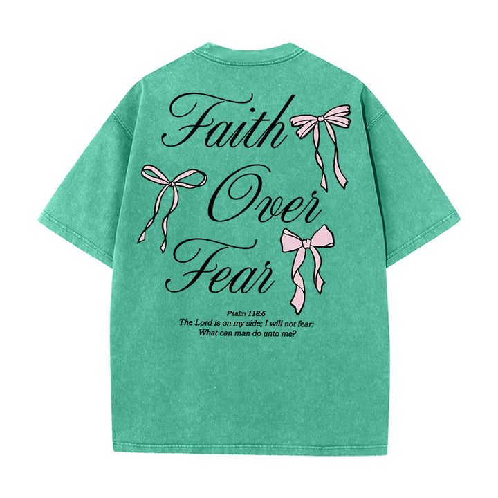 Christianartworkshop Maglietta unisex lavata "Fede contro la paura" - Verde - 5XL - image 13