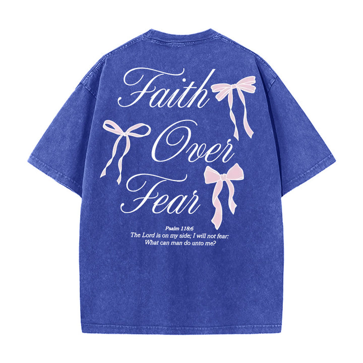 Christianartworkshop Maglietta unisex lavata "Fede contro la paura" - Blu - 5XL - image 9